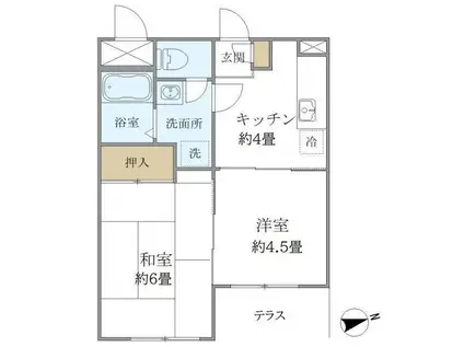 フォルス船橋I(2K/1階)の間取り写真