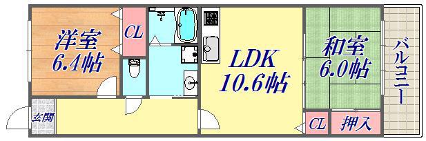 リアライズ東山(2LDK/2階)の間取り写真