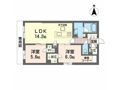 シャーメゾン エスポア ヒルズ(2LDK/1階)の間取り写真