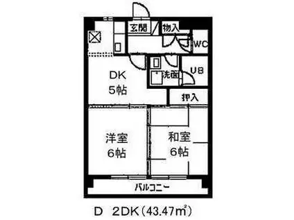 リバーエイト広路(2DK/4階)の間取り写真