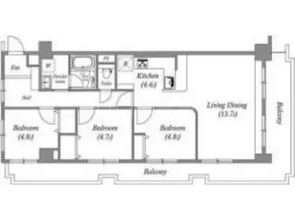 レジデンス多摩川西六郷(3LDK/2階)の間取り写真