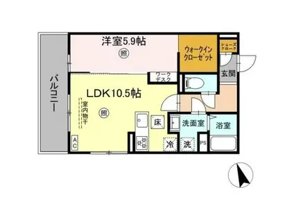 PREMILIFE須賀2(1LDK/1階)の間取り写真