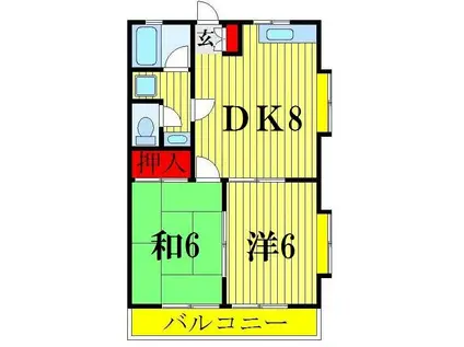 エスポワール中川(2DK/1階)の間取り写真