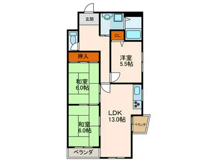 アビジット(3LDK/6階)の間取り写真