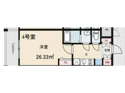 ラヴィータ難波元町(1K/5階)の間取り写真