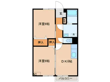 ウインザー97(2DK/2階)の間取り写真