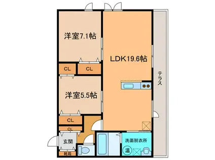 札内新北シドニー館(2LDK/1階)の間取り写真