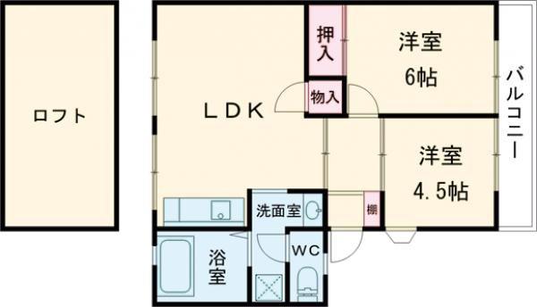 グレースコーポ合川A・B棟(2LDK/2階)の間取り写真