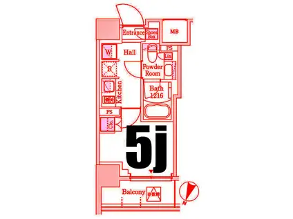 パークアクシス横浜阪東橋(1K/3階)の間取り写真