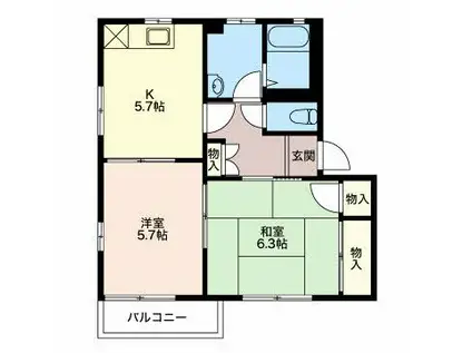 サニーハウス 岩波 B(2K/1階)の間取り写真