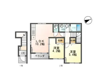 フォレスト・ヒルズ(2LDK/2階)の間取り写真