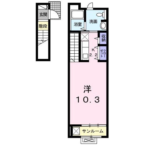 ガーデンハウスM C(ワンルーム/2階)の間取り写真