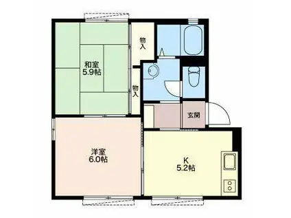 エミネンス野中 A(2K/1階)の間取り写真