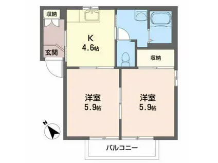 ルフロンKT(2K/2階)の間取り写真