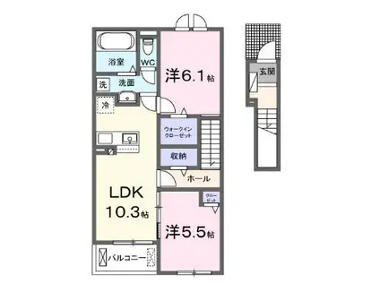 リヴィエール清武 II(2LDK/2階)の間取り写真