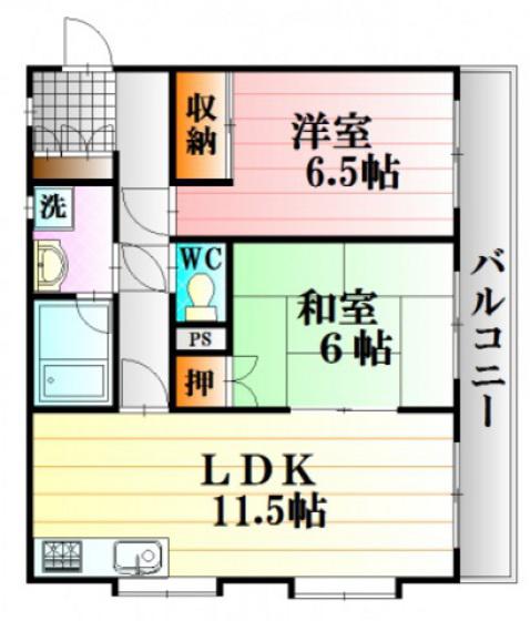 ベネッセヤマモト(2LDK/3階)の間取り写真