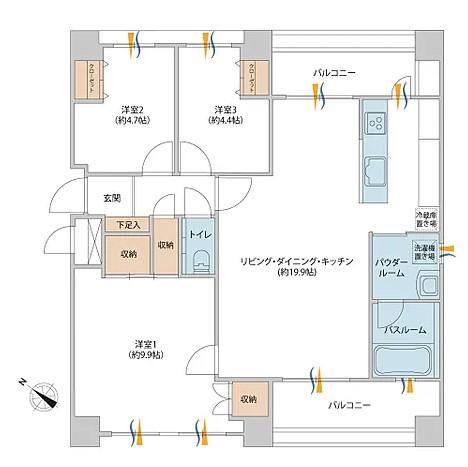 コニファーハウス(3LDK/3階)の間取り写真