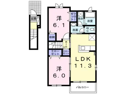 ポンドI(2LDK/2階)の間取り写真