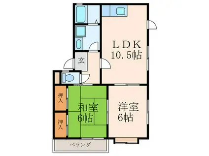 長尾サンフェリカ 2(2LDK/2階)の間取り写真