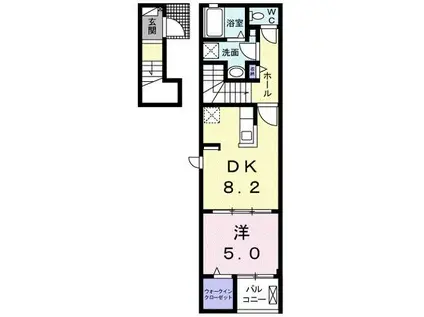 ジンジャーベイ(1DK/2階)の間取り写真