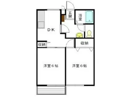 レジデンス草薙A(2DK/2階)の間取り写真