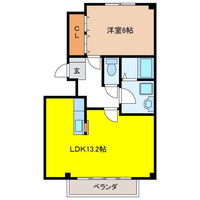 グランデージ矢島(1LDK/2階)の間取り写真
