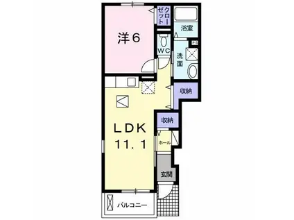 ウィッシュピュアハナワ(1LDK/1階)の間取り写真