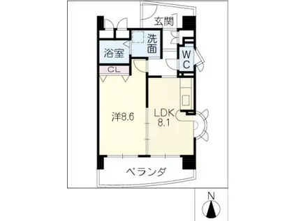BELL HEIWA(1LDK/3階)の間取り写真