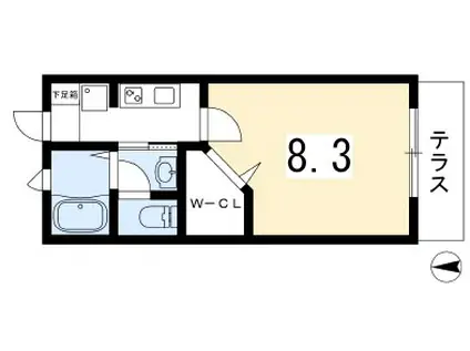 フィリア(1K/1階)の間取り写真