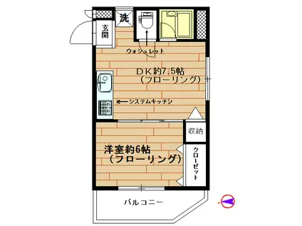 エトワール西台(1DK/3階)の間取り写真