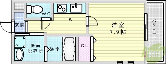 フジパレス下新庄駅南(1K/3階)の間取り写真