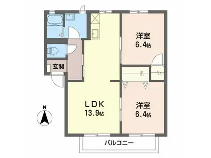フレグランス上杉(2LDK/1階)の間取り写真
