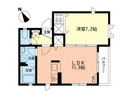 エスポワールコトー(1LDK/2階)の間取り写真