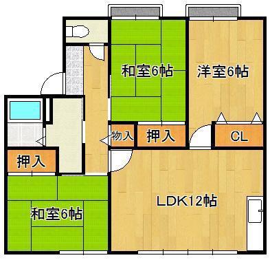 メゾンシャトー D棟(3LDK/1階)の間取り写真