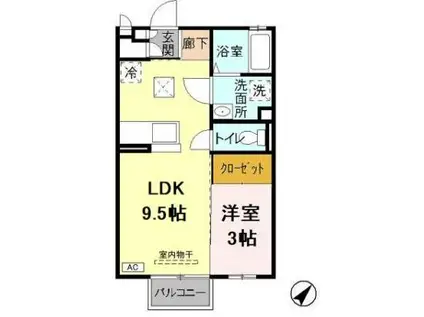 アルヴィラージュ(1LDK/1階)の間取り写真