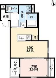 リュクスシティー黄金(1LDK/2階)の間取り写真