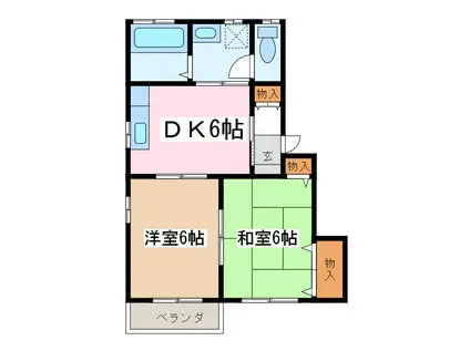 ディアス・メイA(2DK/1階)の間取り写真