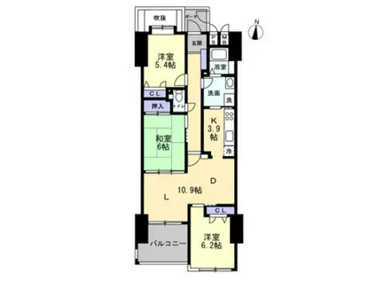 サーパス東古松(3LDK/3階)の間取り写真
