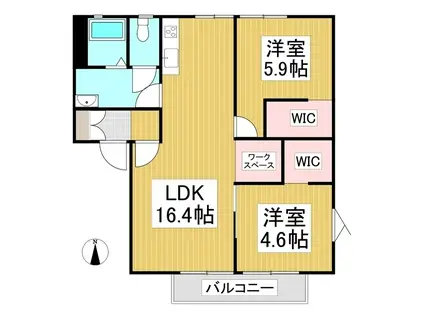 プランタンハイツB(2LDK/2階)の間取り写真