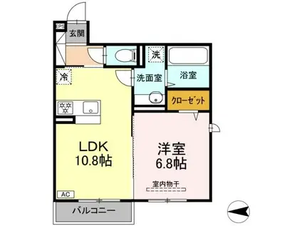 GRAND D-ROOM 吉田(1LDK/2階)の間取り写真