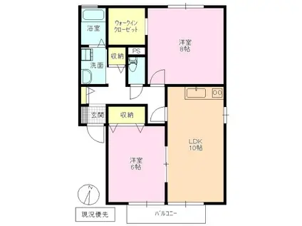 ブリックガーデン C(2LDK/1階)の間取り写真