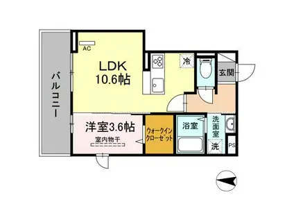 レイワパレス西新II(1LDK/2階)の間取り写真