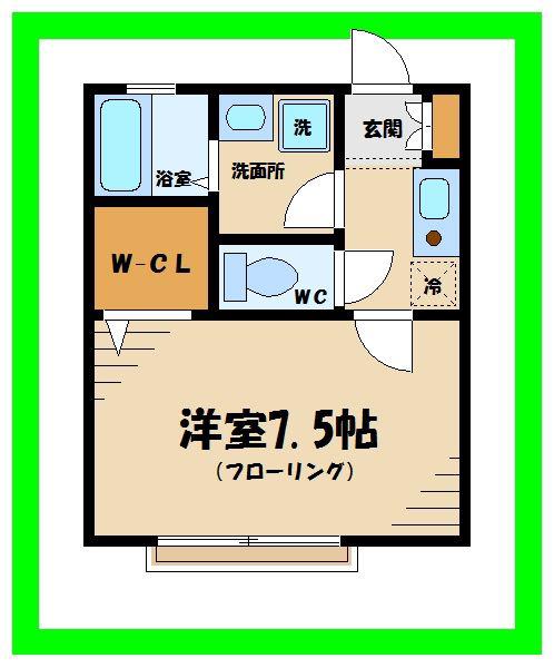 リリーフK(1K/2階)の間取り写真