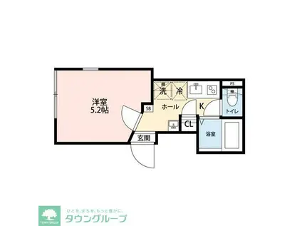 グランクオール日ノ出町(1K/2階)の間取り写真
