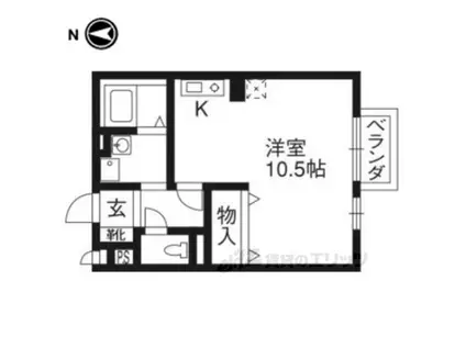 ヴィラ祝園Ⅱ(ワンルーム/2階)の間取り写真