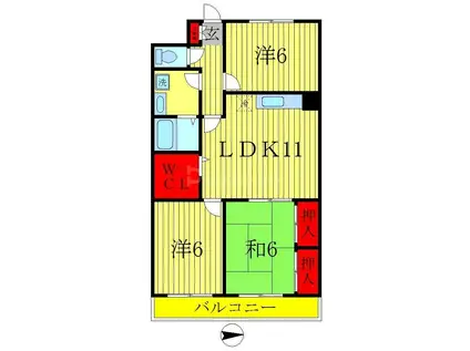 ロイヤルシャトー南流山(3LDK/2階)の間取り写真