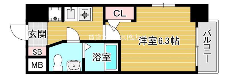 エスリード京橋III番館(1K/4階)の間取り写真