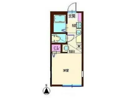 エヌハーバーラグーン篠原西町B棟(ワンルーム/2階)の間取り写真