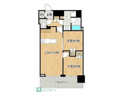 ブリリアタワー西新(2LDK/16階)の間取り写真