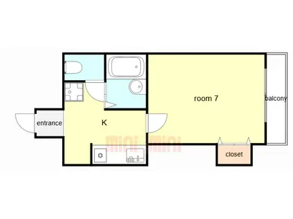 ステージア明石II(1K/2階)の間取り写真